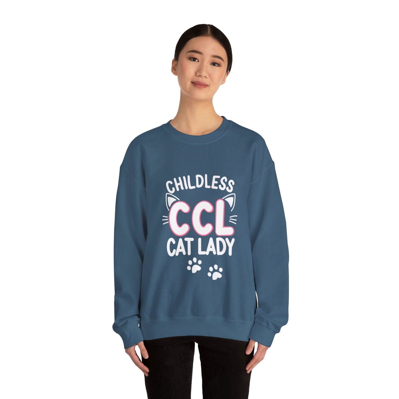 Cat Lady Sweatshirt - Childless Cat Design - The Pink Controller