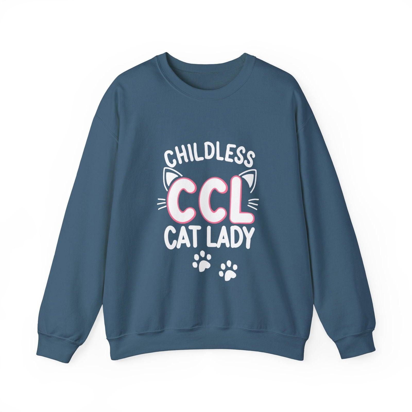 Cat Lady Sweatshirt - Childless Cat Design - The Pink Controller