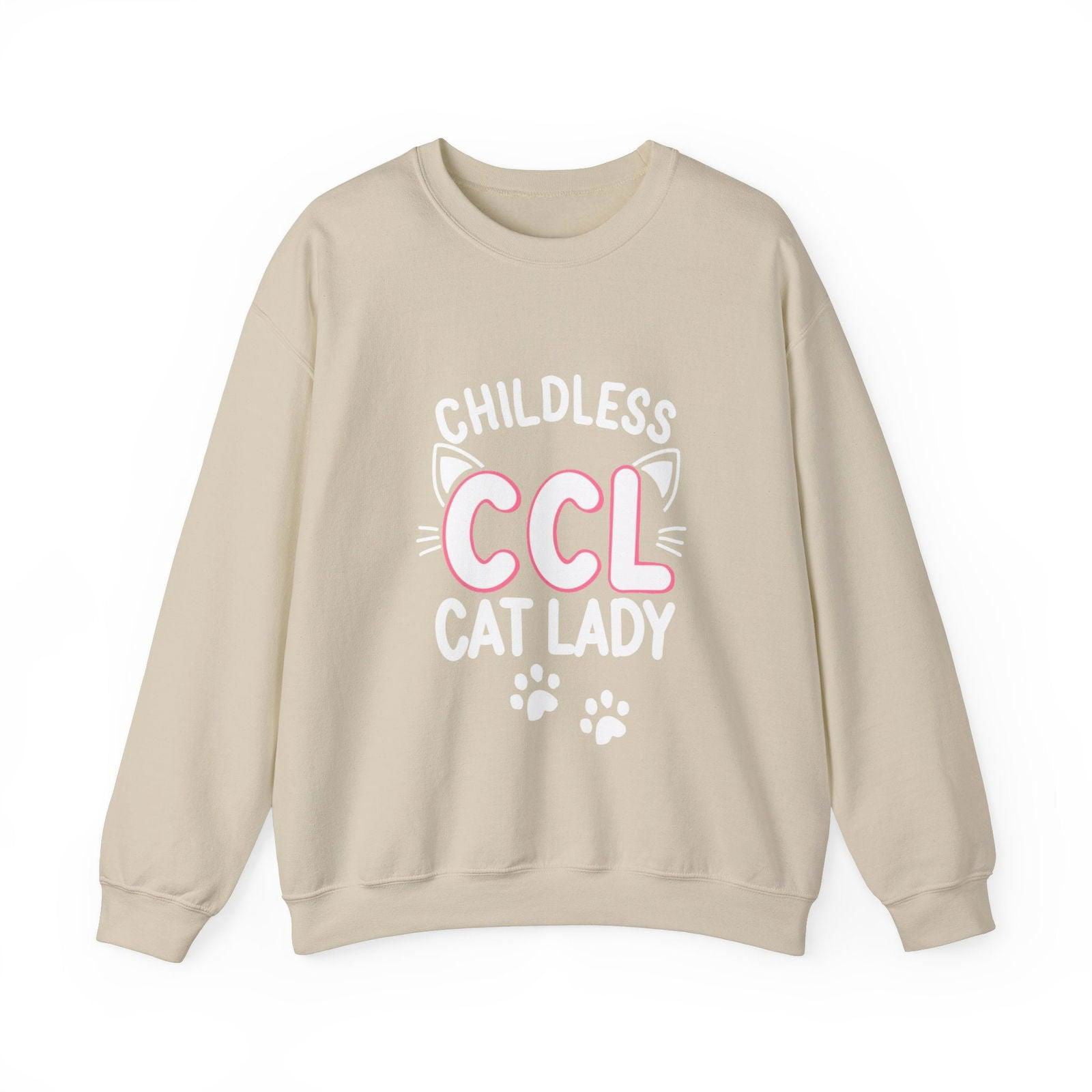 Cat Lady Sweatshirt - Childless Cat Design - The Pink Controller