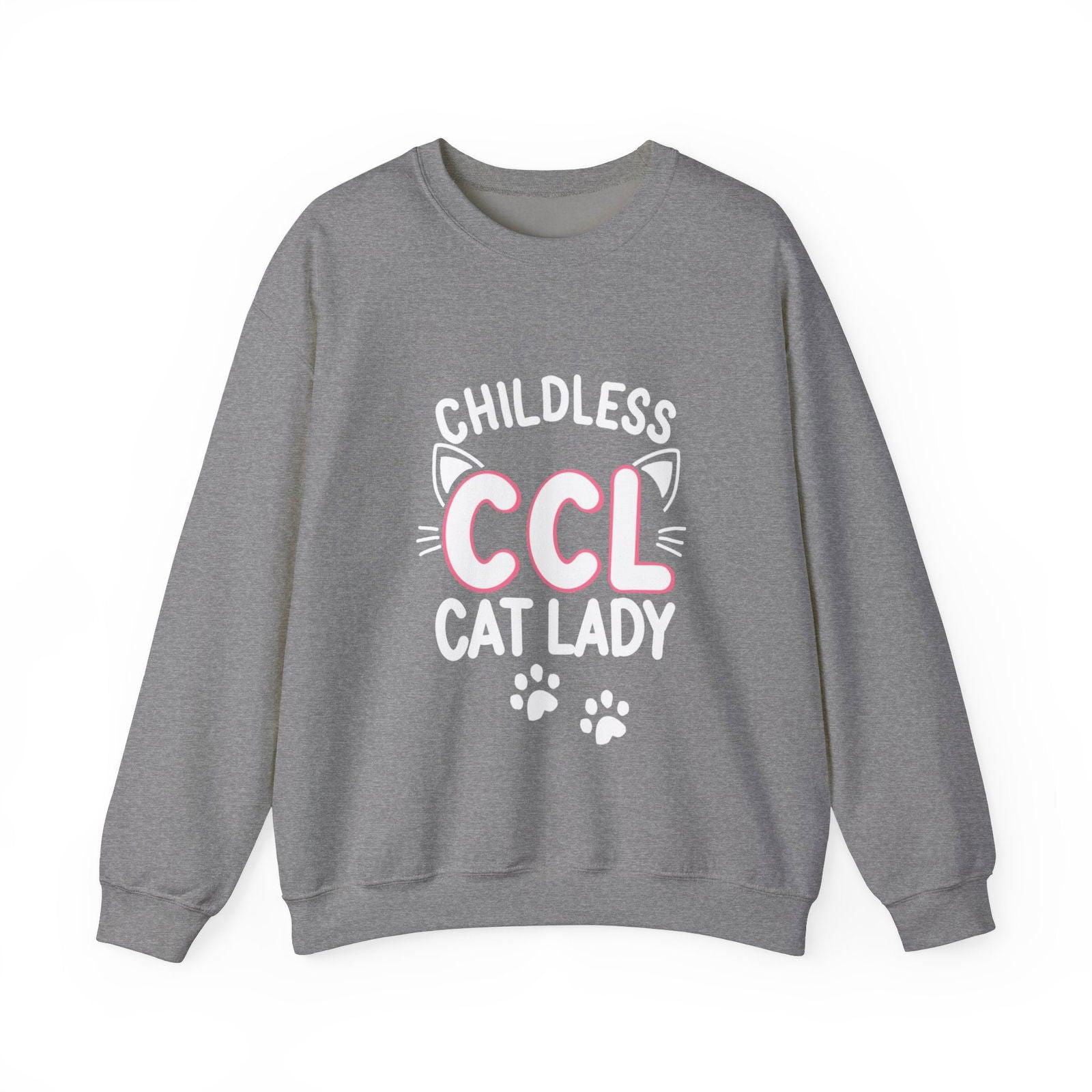 Cat Lady Sweatshirt - Childless Cat Design - The Pink Controller
