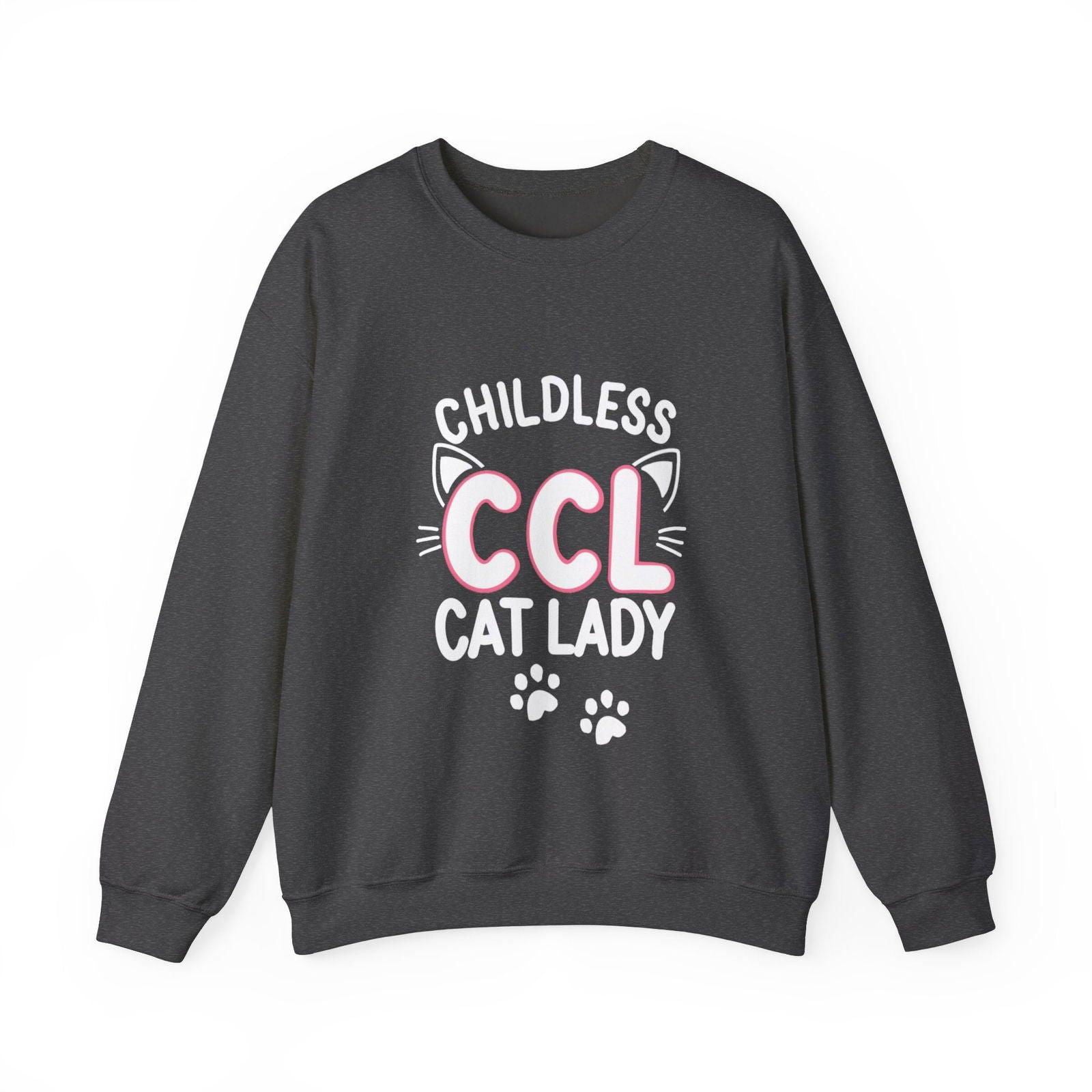 Cat Lady Sweatshirt - Childless Cat Design - The Pink Controller