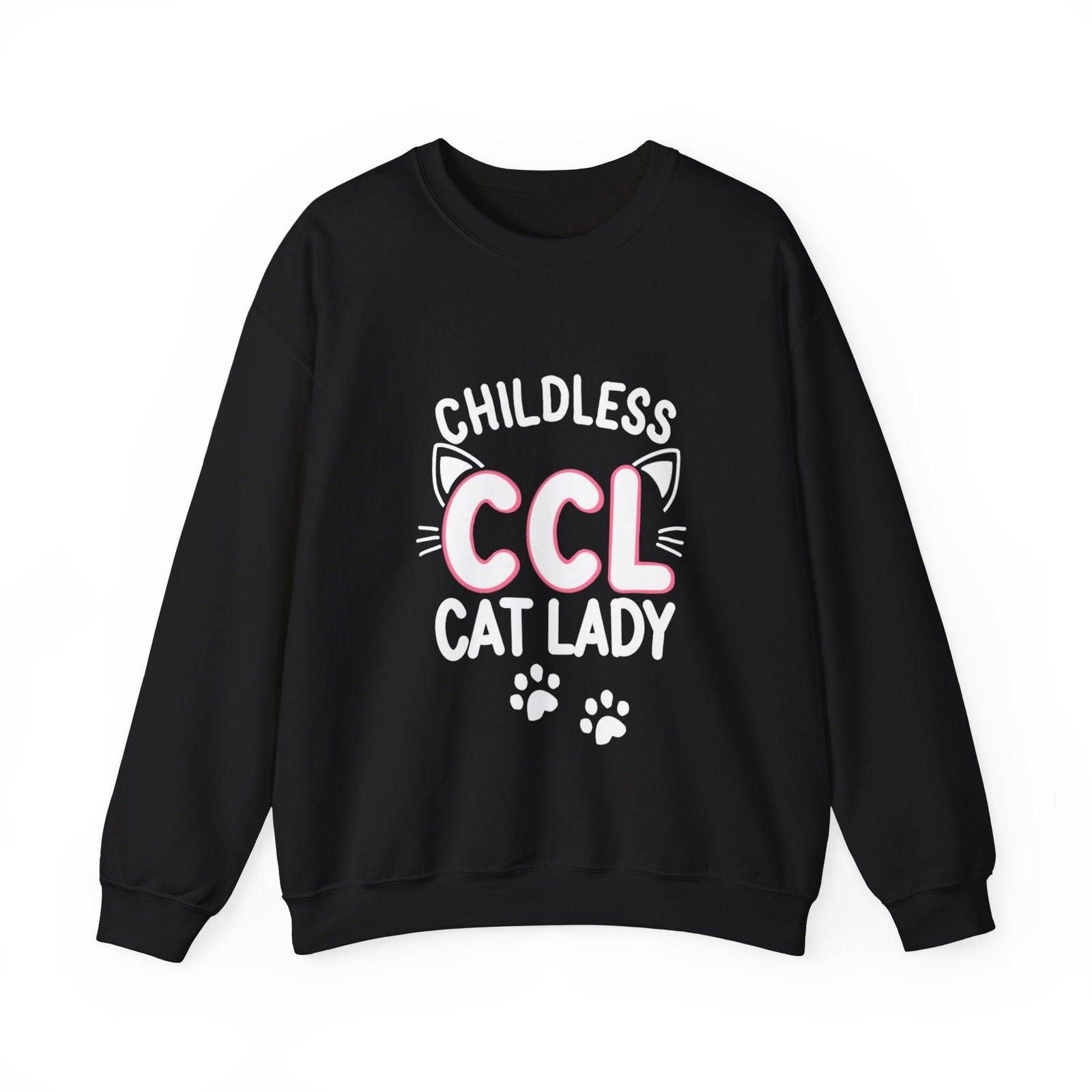 Cat Lady Sweatshirt - Childless Cat Design - The Pink Controller