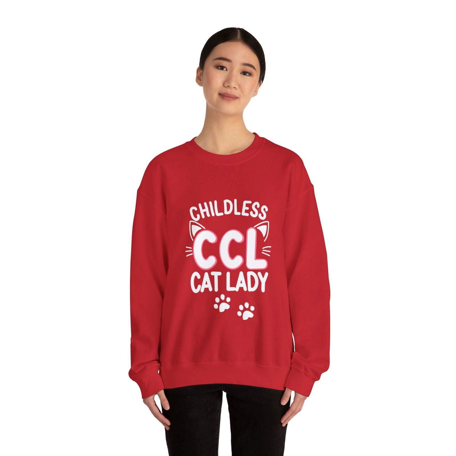 Cat Lady Sweatshirt - Childless Cat Design - The Pink Controller