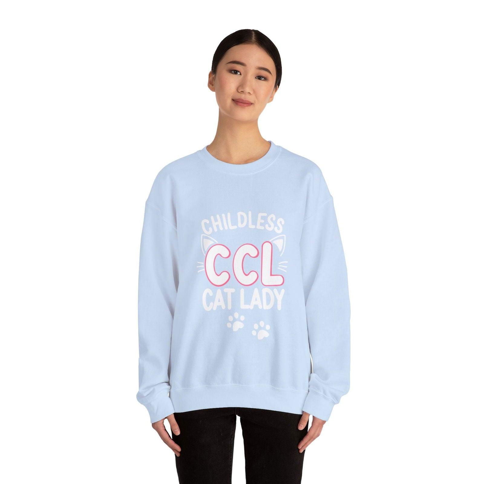Cat Lady Sweatshirt - Childless Cat Design - The Pink Controller