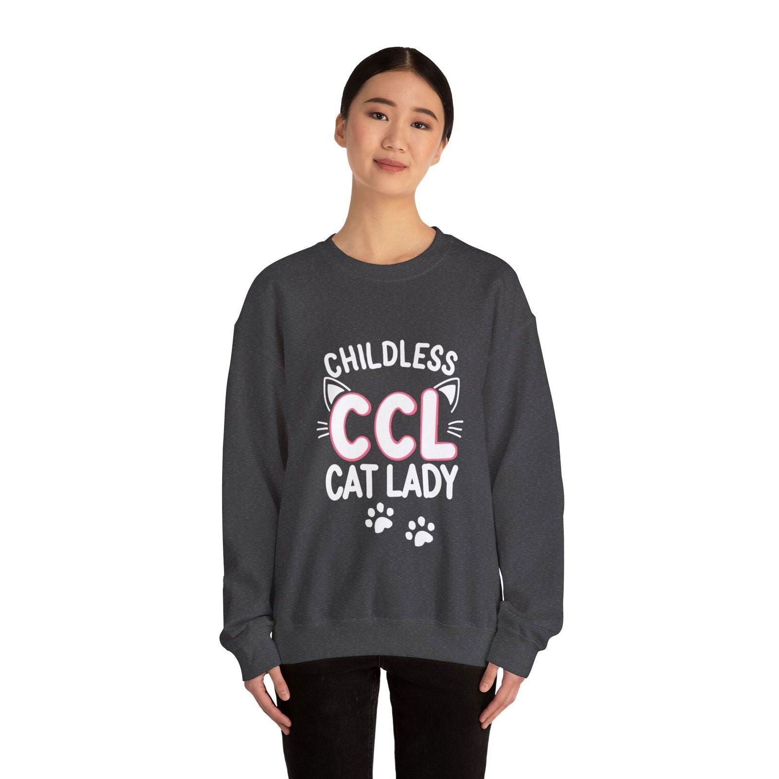 Cat Lady Sweatshirt - Childless Cat Design - The Pink Controller