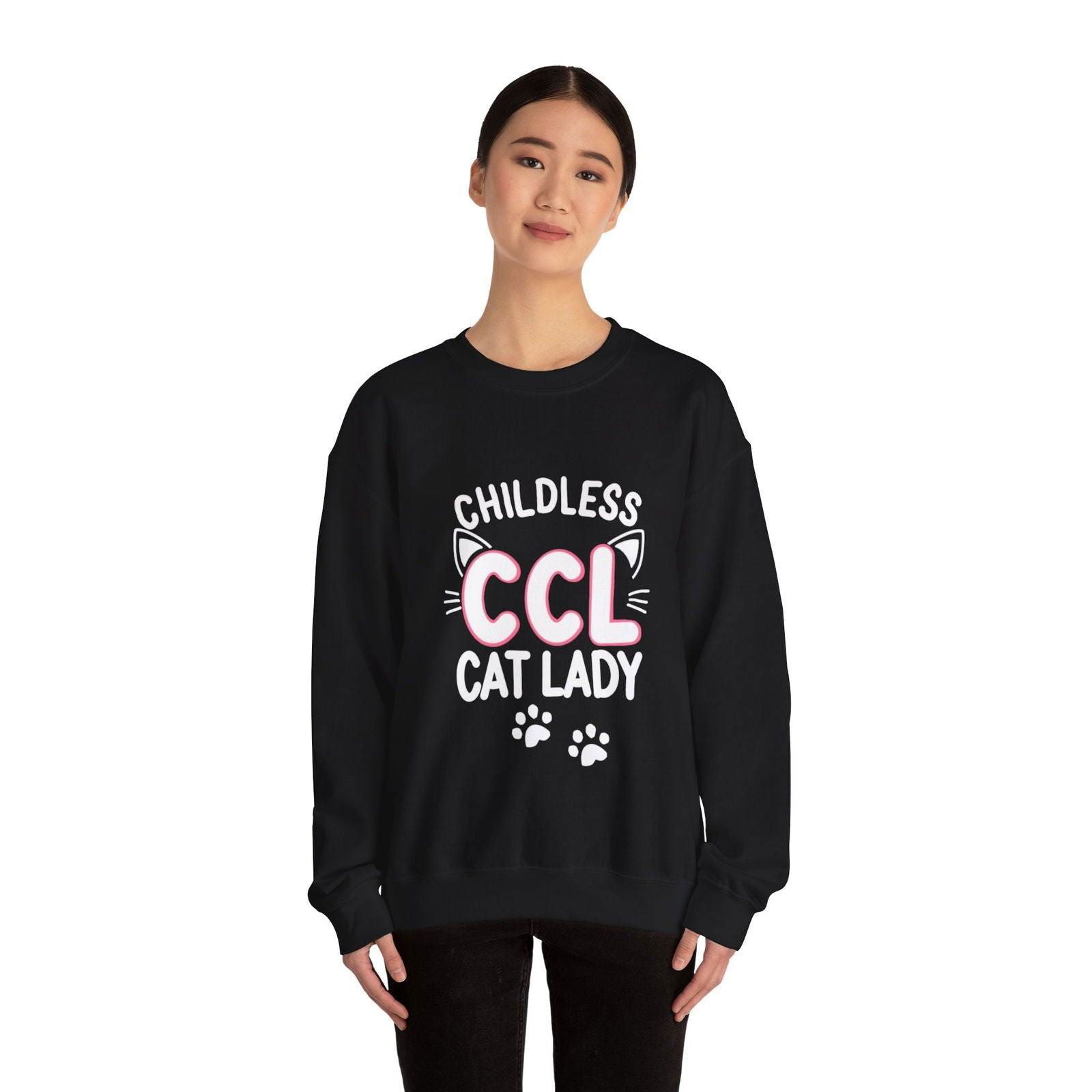 Cat Lady Sweatshirt - Childless Cat Design - The Pink Controller