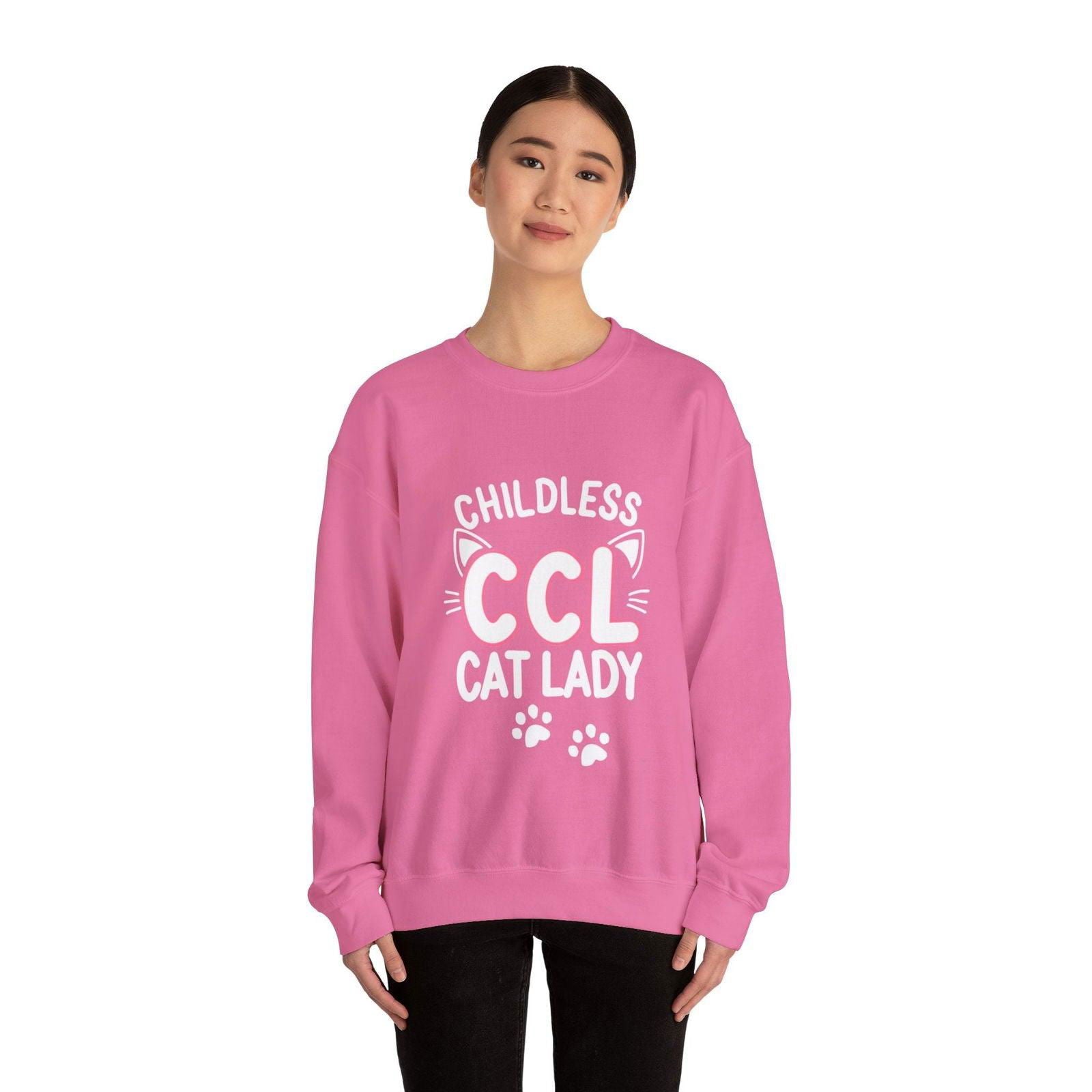 Cat Lady Sweatshirt - Childless Cat Design - The Pink Controller