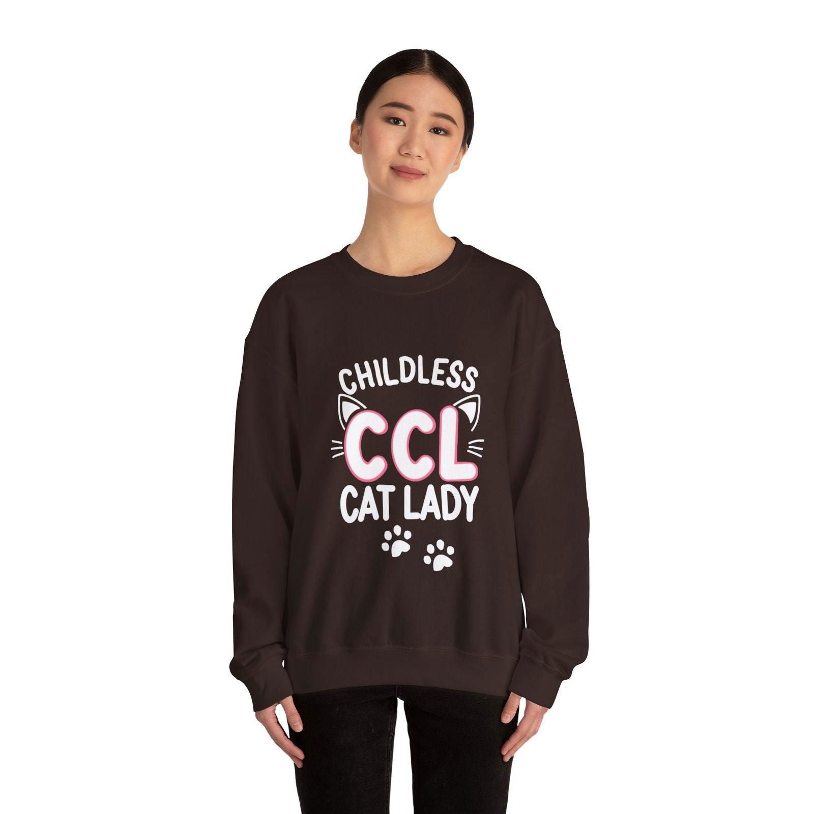 Cat Lady Sweatshirt - Childless Cat Design - The Pink Controller