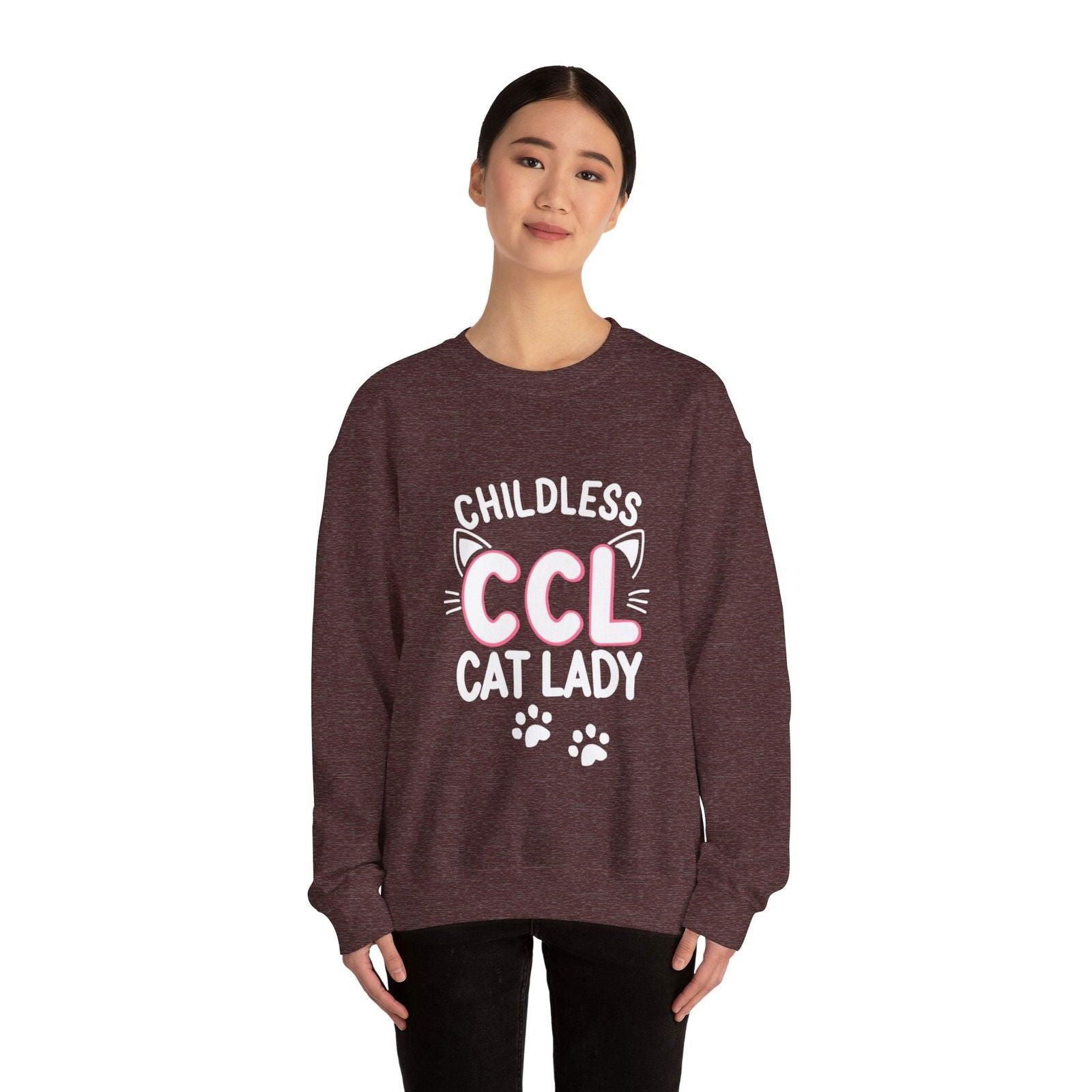 Cat Lady Sweatshirt - Childless Cat Design - The Pink Controller