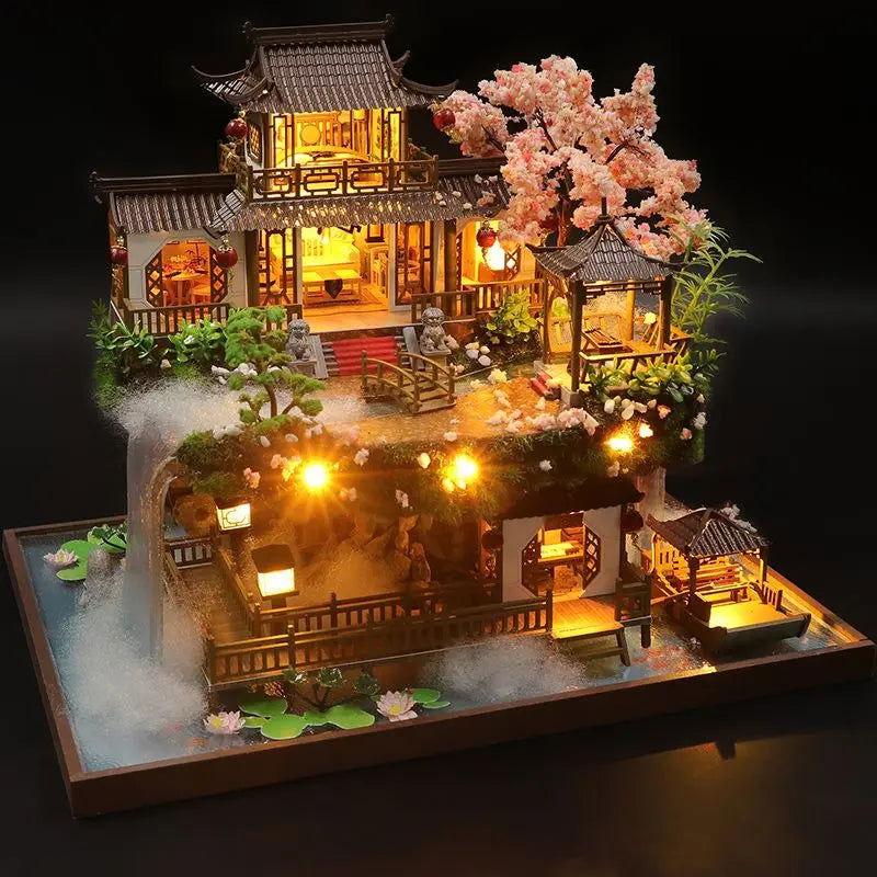 DIY Cherry Blossom Villa Miniature - The Pink Controller