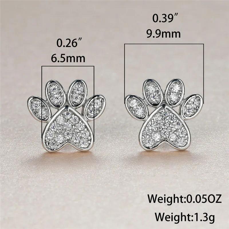 Heart Cat Paw Stud Earrings - The Pink Controller