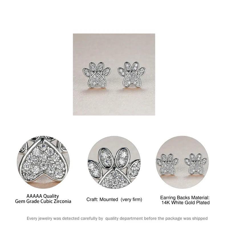 Heart Cat Paw Stud Earrings - The Pink Controller