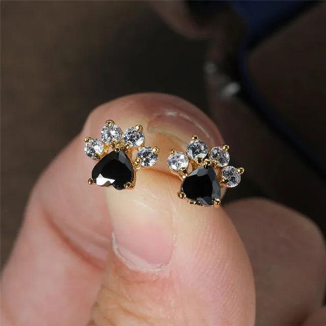 Heart Cat Paw Stud Earrings - The Pink Controller