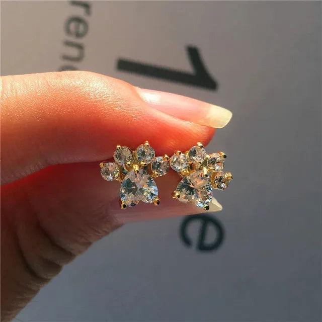 Heart Cat Paw Stud Earrings - The Pink Controller