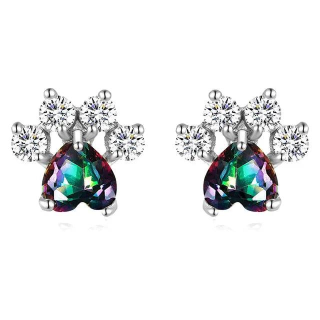 Heart Cat Paw Stud Earrings - The Pink Controller