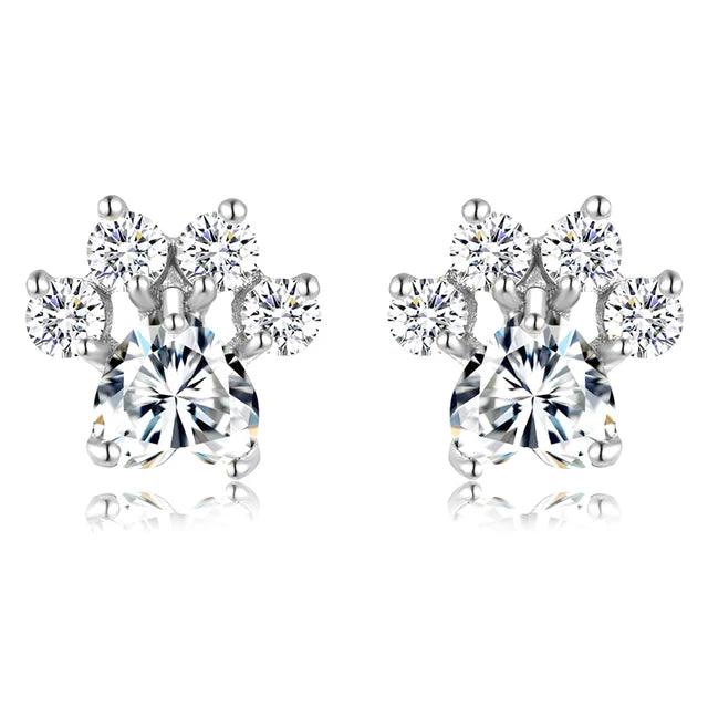 Heart Cat Paw Stud Earrings - The Pink Controller