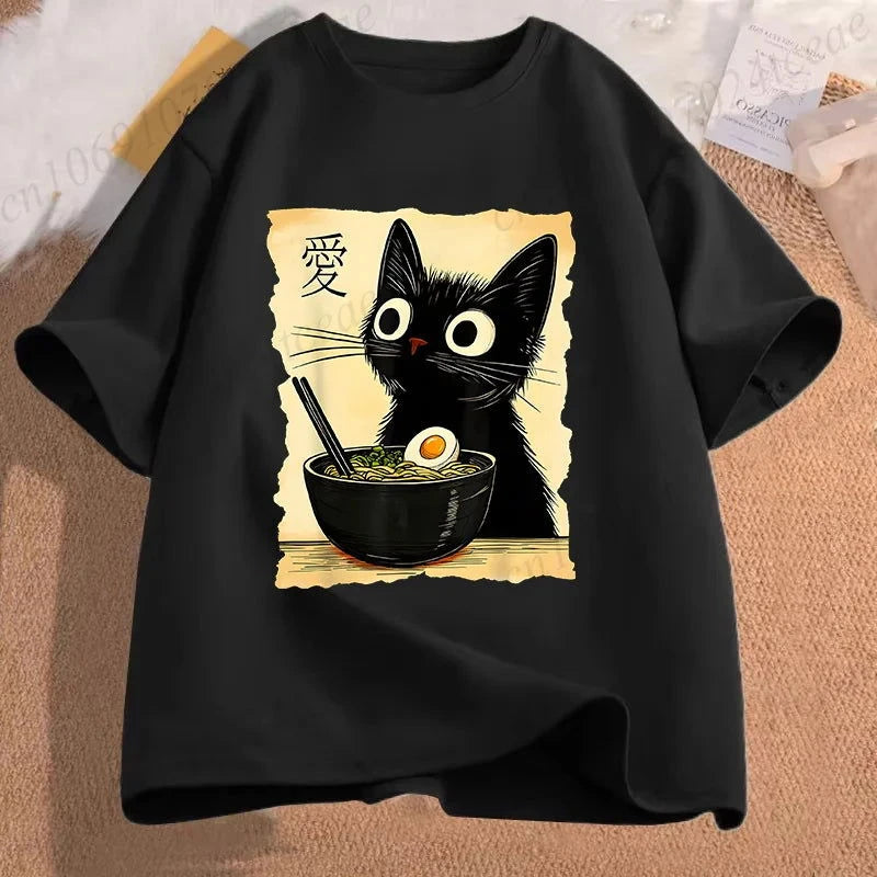 Kawaii Ramen Cat Tee - The Pink Controller