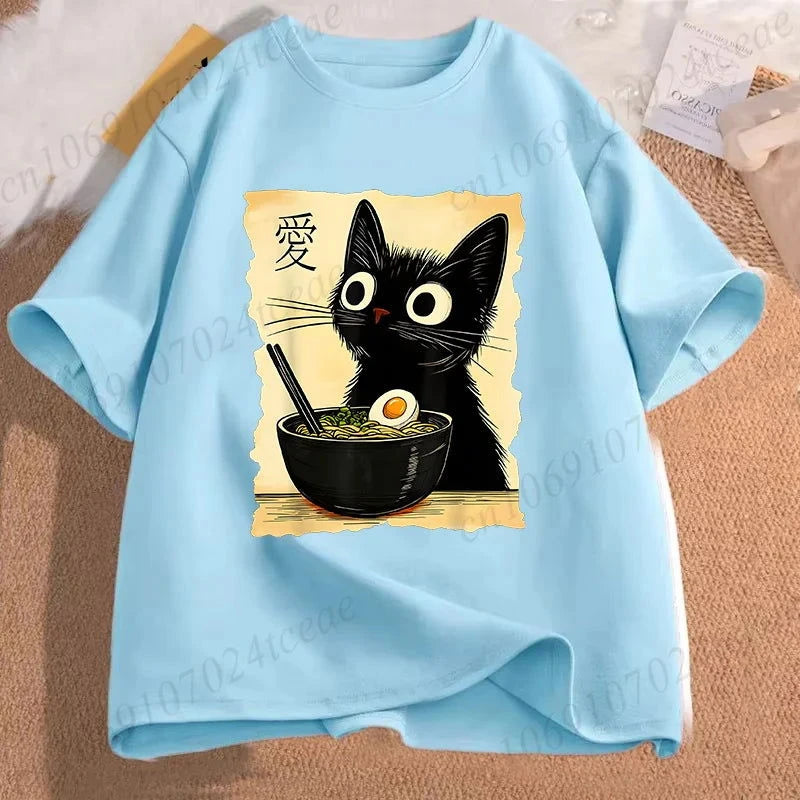 Kawaii Ramen Cat Tee - The Pink Controller