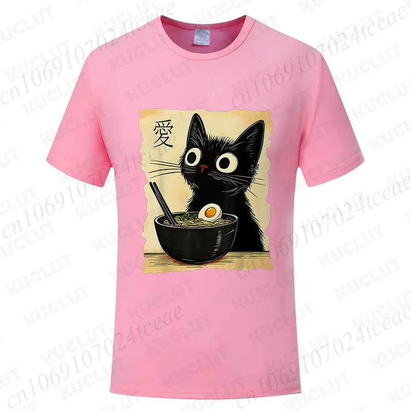 Kawaii Ramen Cat Tee - The Pink Controller