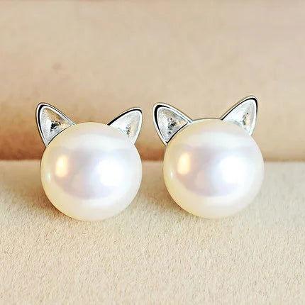 Kitten Pearl Stud Earrings - The Pink Controller