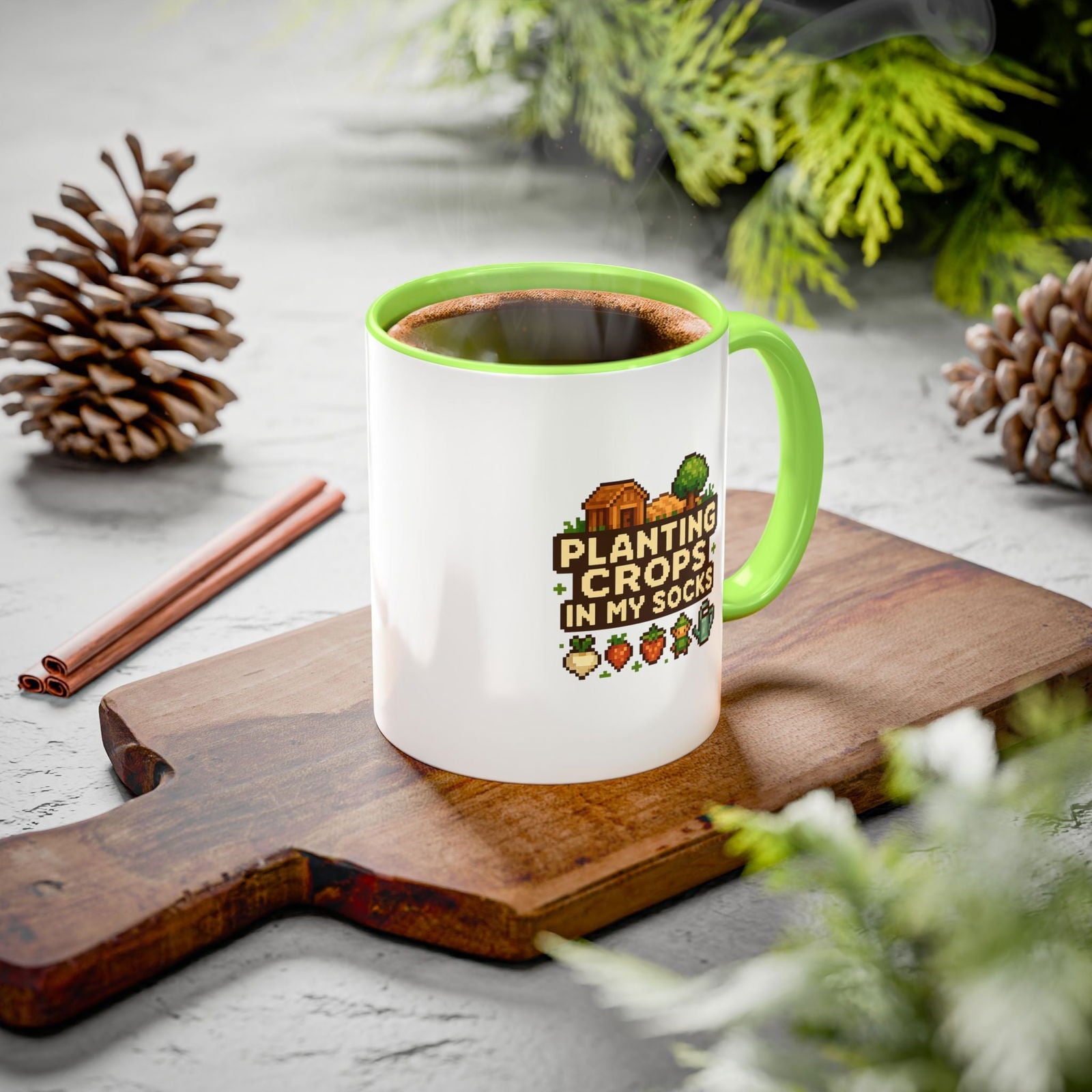 Mug - Pixel Farm-Plantin Crops in my Socks Design - The Pink Controller