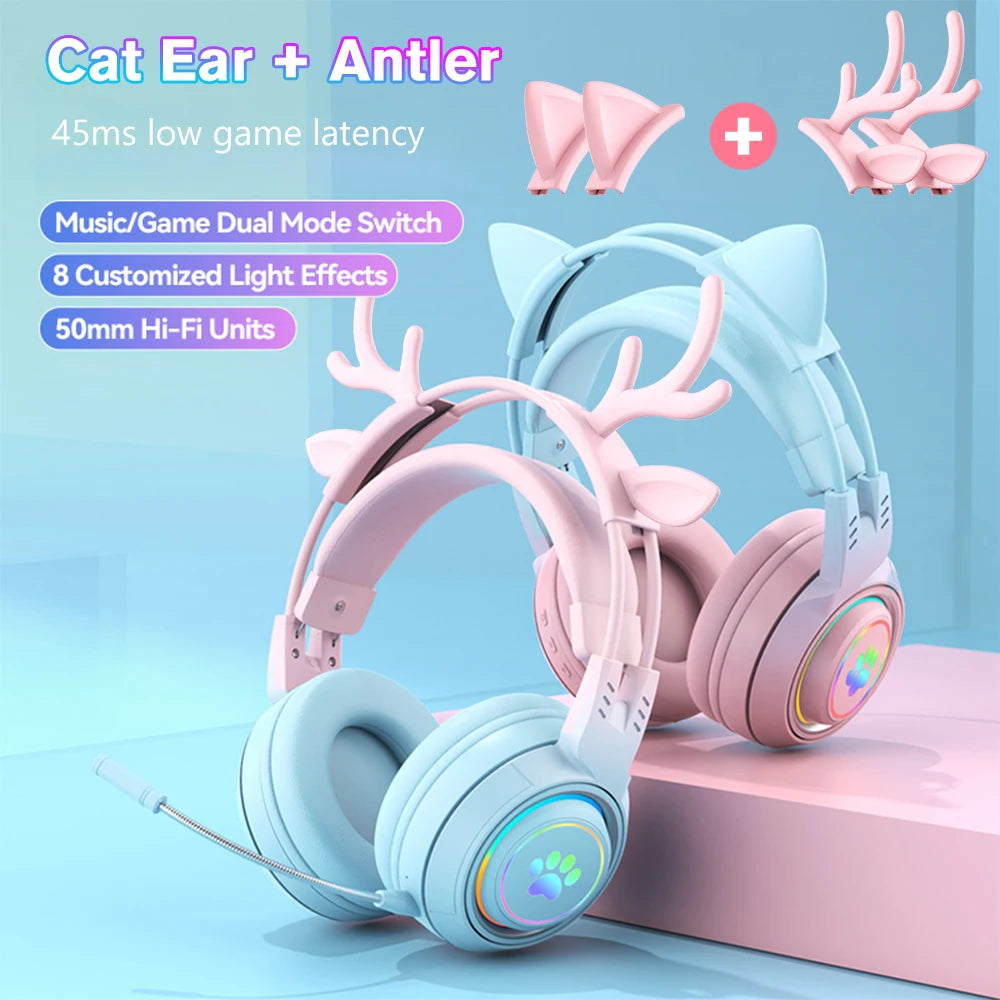 2 in 1 Cute Antlers/Cat Ears Wireless Bluetooth 3.5mm