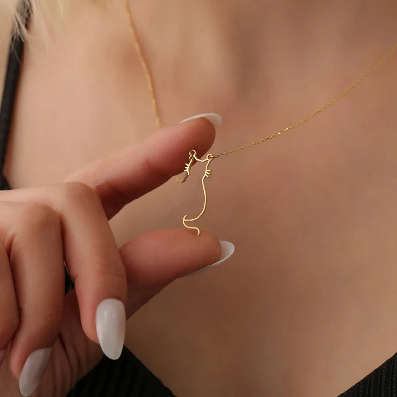Dainty Kitty Cat Necklace (14K Gold Plated)