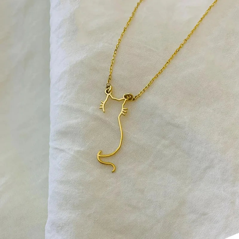 Dainty Kitty Cat Necklace (14K Gold Plated)
