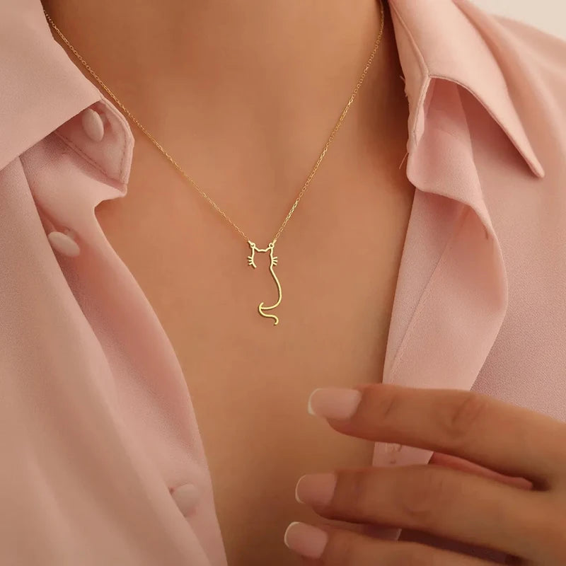 Dainty Kitty Cat Necklace (14K Gold Plated)