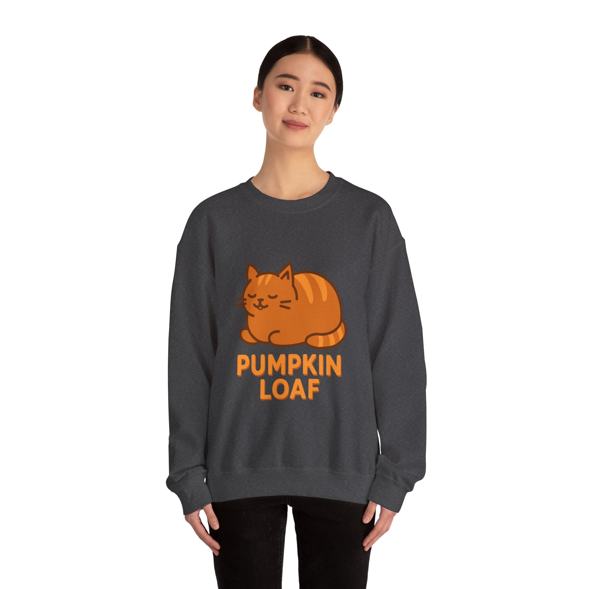 Pumpkin Loaf Crewneck Sweatshirt - Cozy Kitty Pumpkin Loaf Design