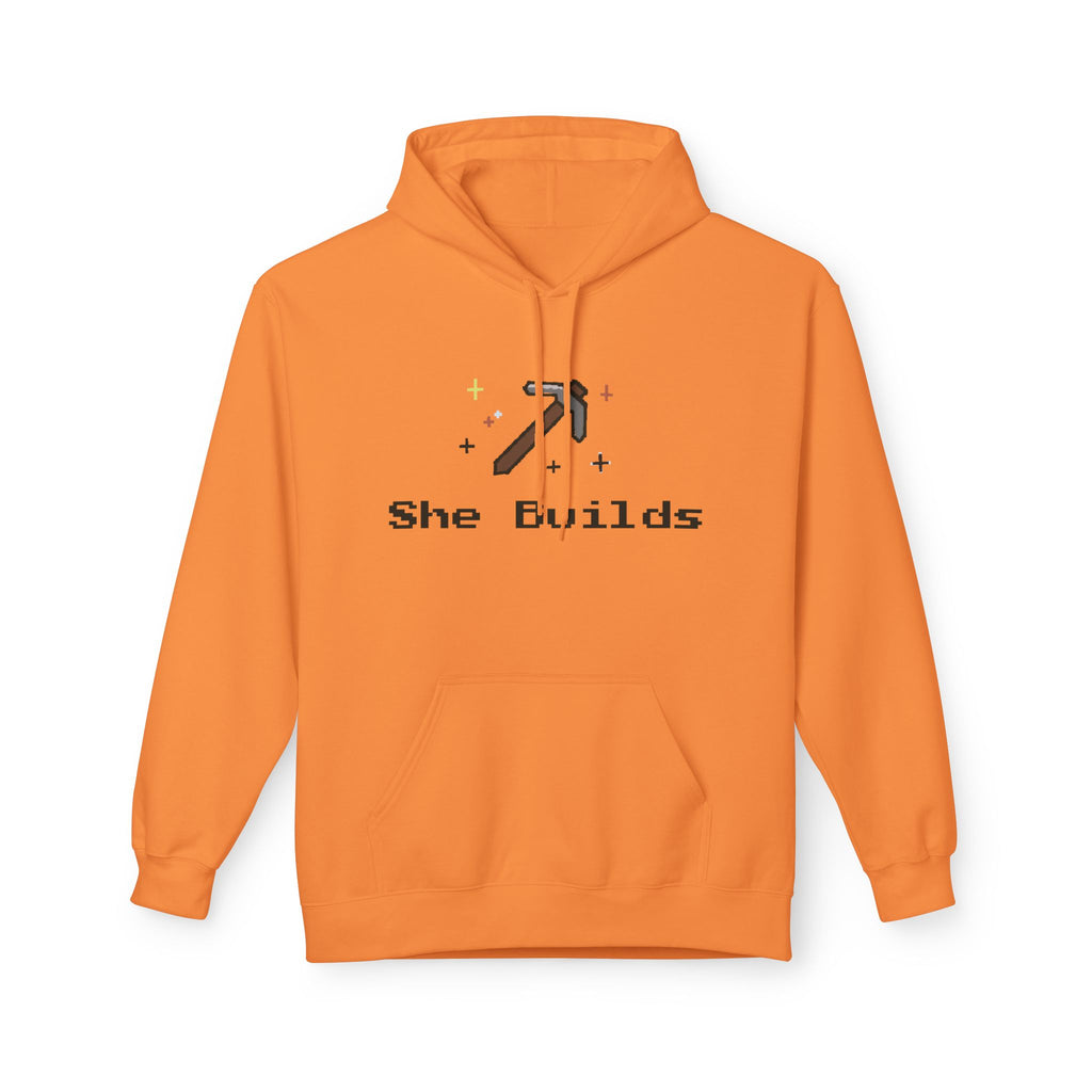She Builds Fleece Hoodie Tangerine 13344861142951999624_2048