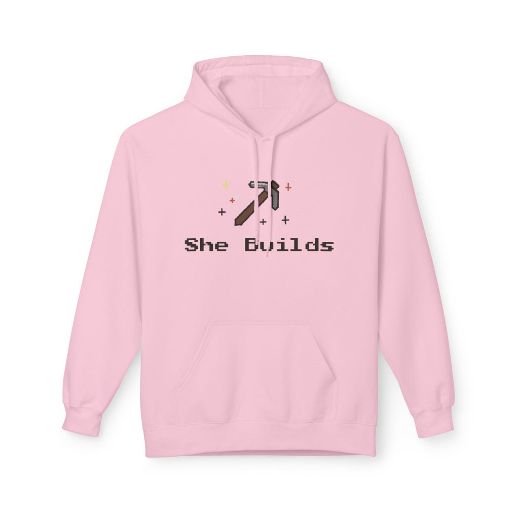 She Builds Fleece Hoodie Light Pink 17207147786616710475_2048