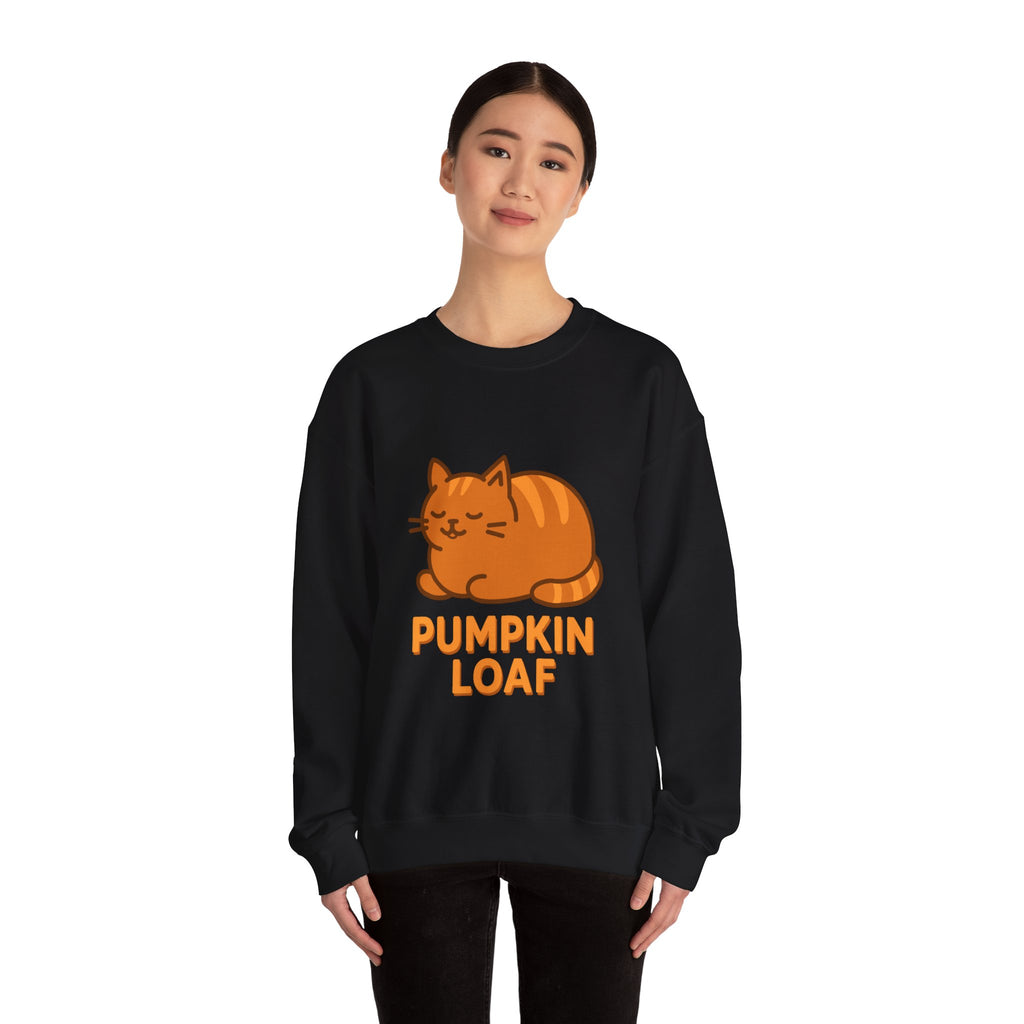 Pumpkin Loaf Crewneck Sweatshirt - Cozy Kitty Pumpkin Loaf Design