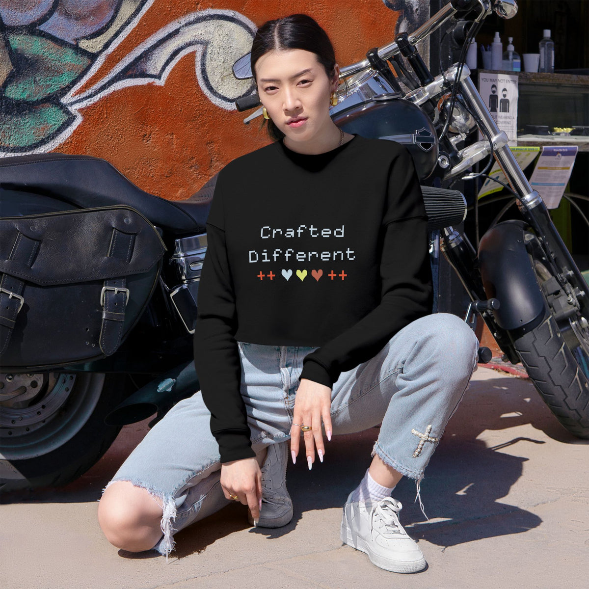 Crafted Different Cropped Sweatshirt Black 3273332170214409748_2048