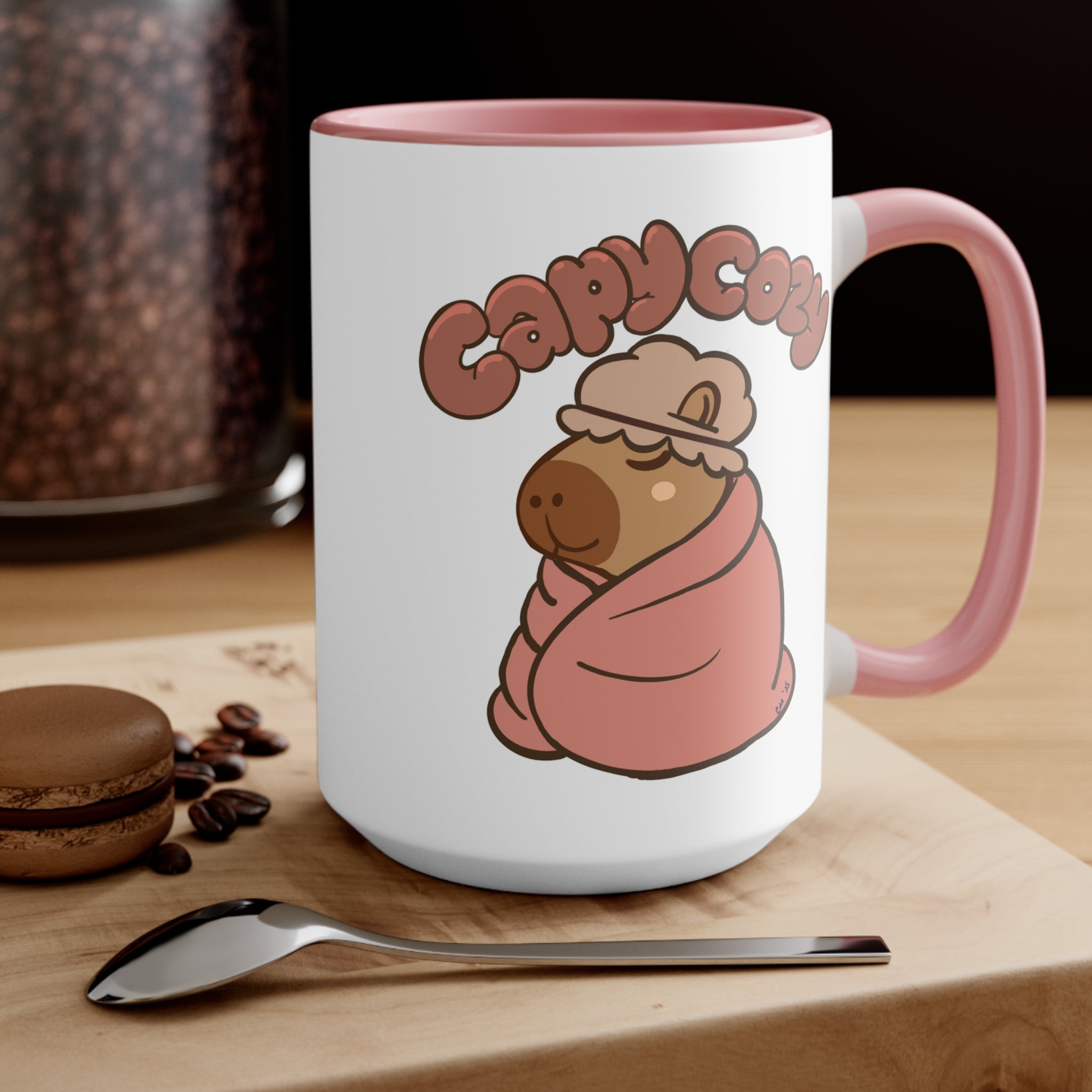Accent Mug — 'Cozy Cozy' Bear Illustration Coffee Tea Cup