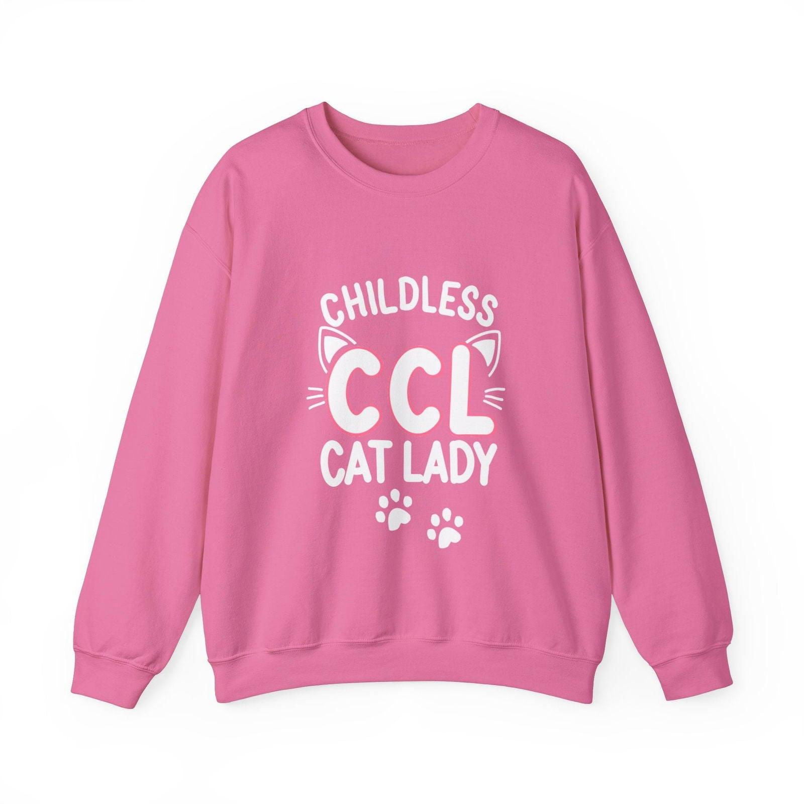 Cat Lady Sweatshirt - Childless Cat Design - The Pink Controller 