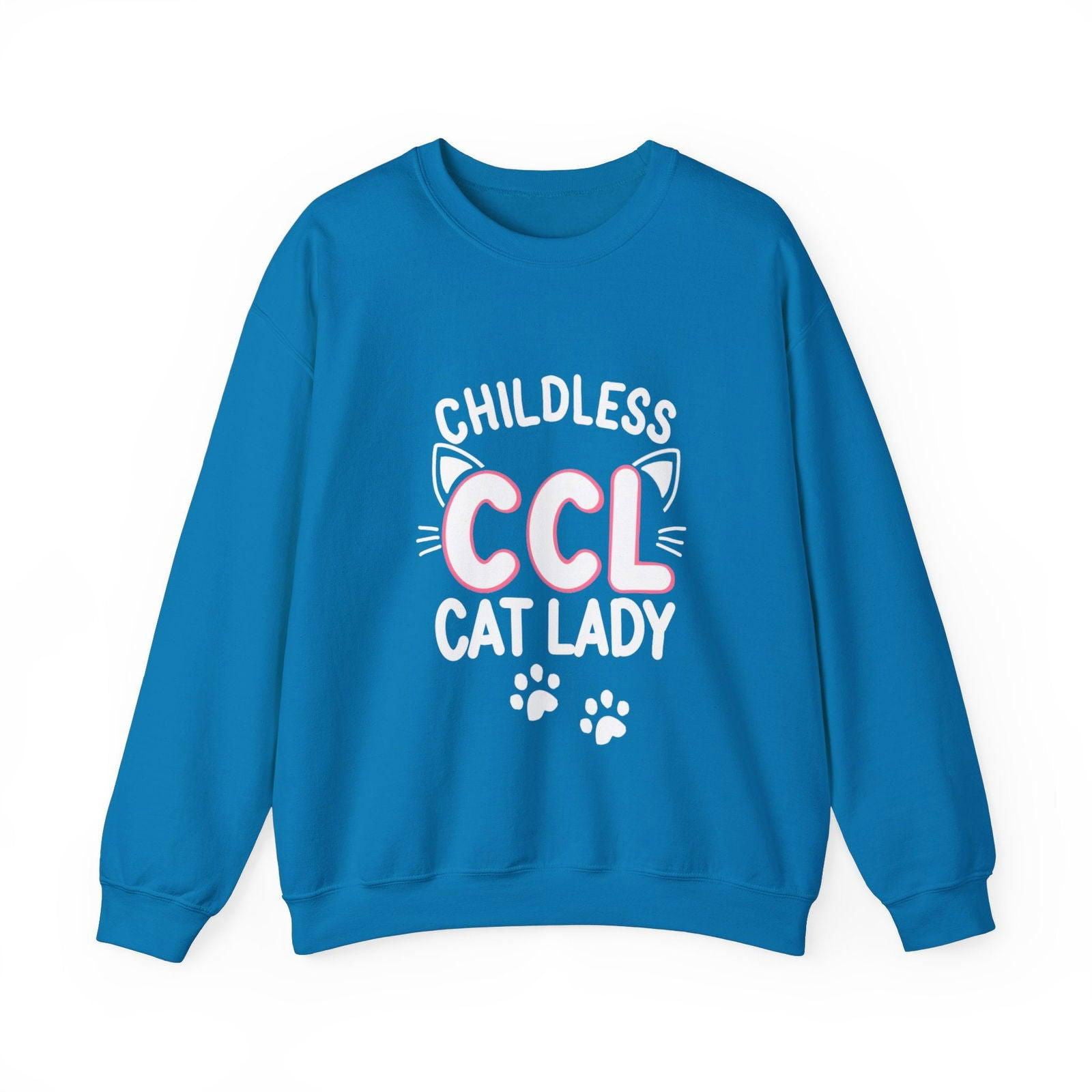 Cat Lady Sweatshirt - Childless Cat Design - The Pink Controller 