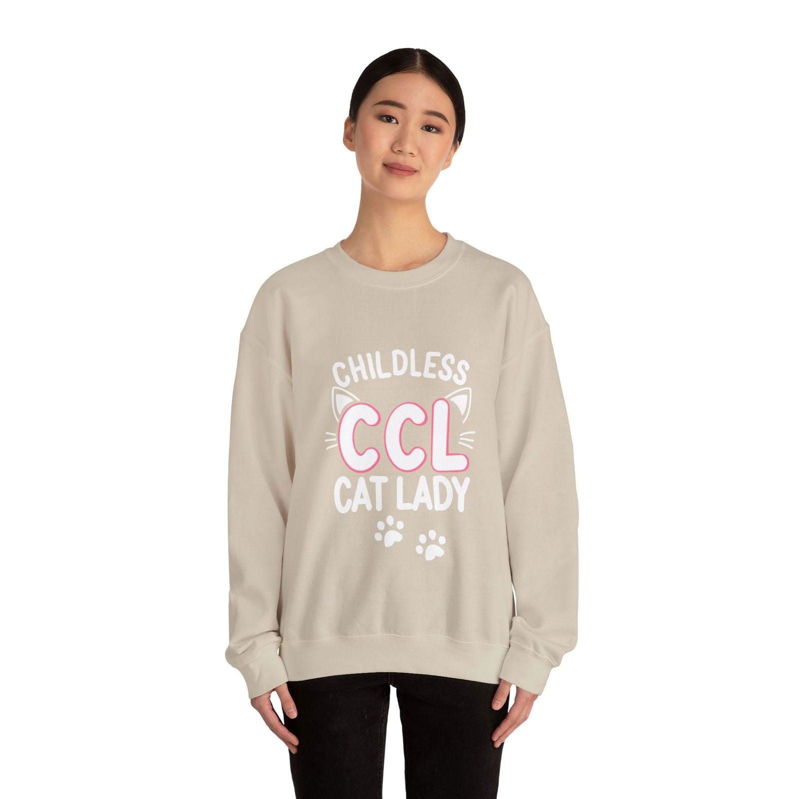 Cat Lady Sweatshirt - Childless Cat Design - The Pink Controller 