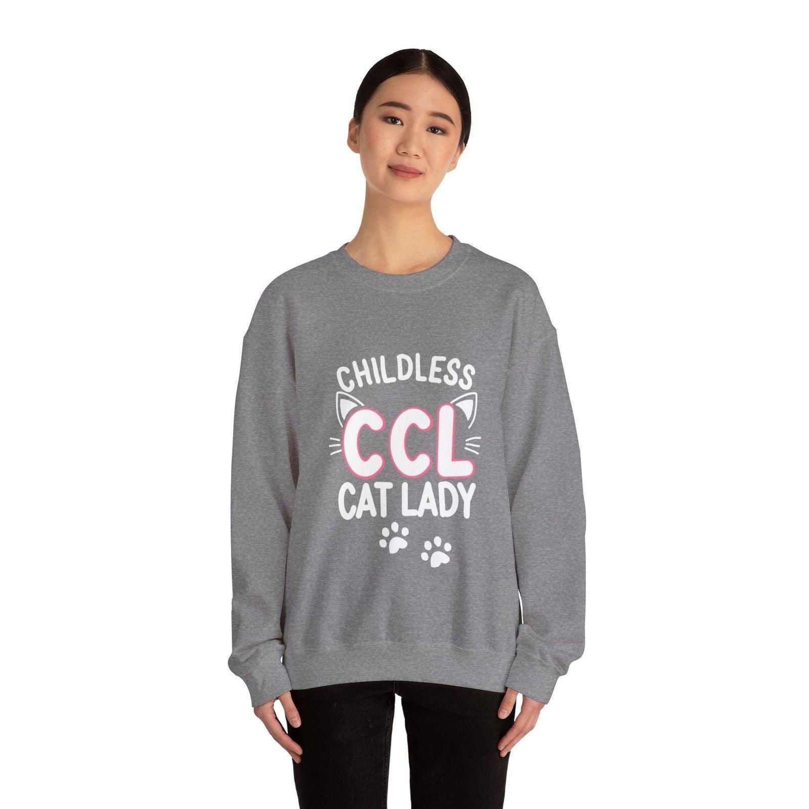 Cat Lady Sweatshirt - Childless Cat Design - The Pink Controller 