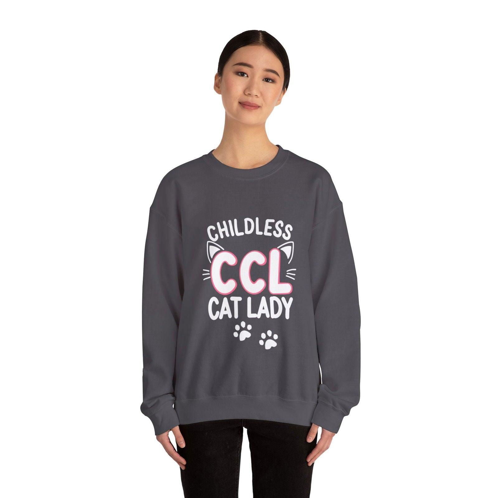 Cat Lady Sweatshirt - Childless Cat Design - The Pink Controller 