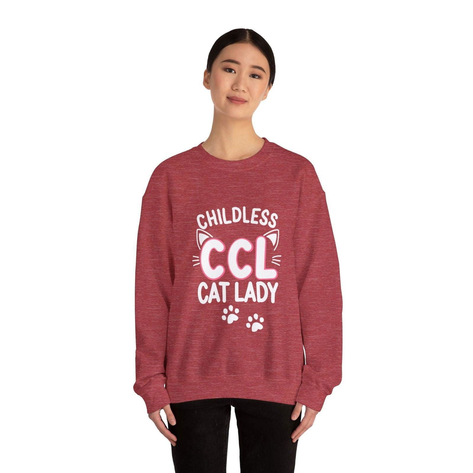 Cat Lady Sweatshirt - Childless Cat Design - The Pink Controller 