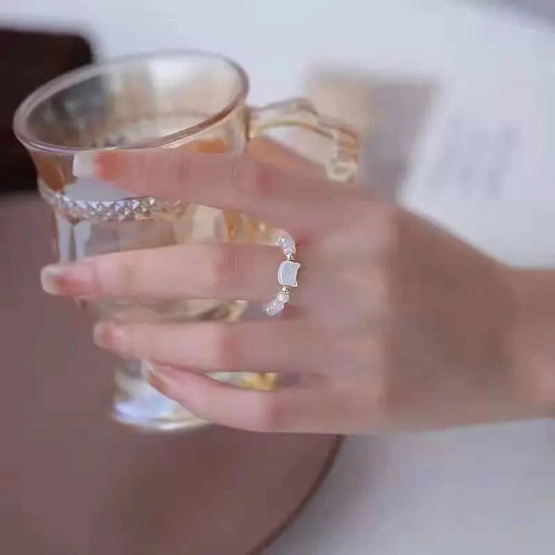 Cat Themed Bead Ring - The Pink Controller 