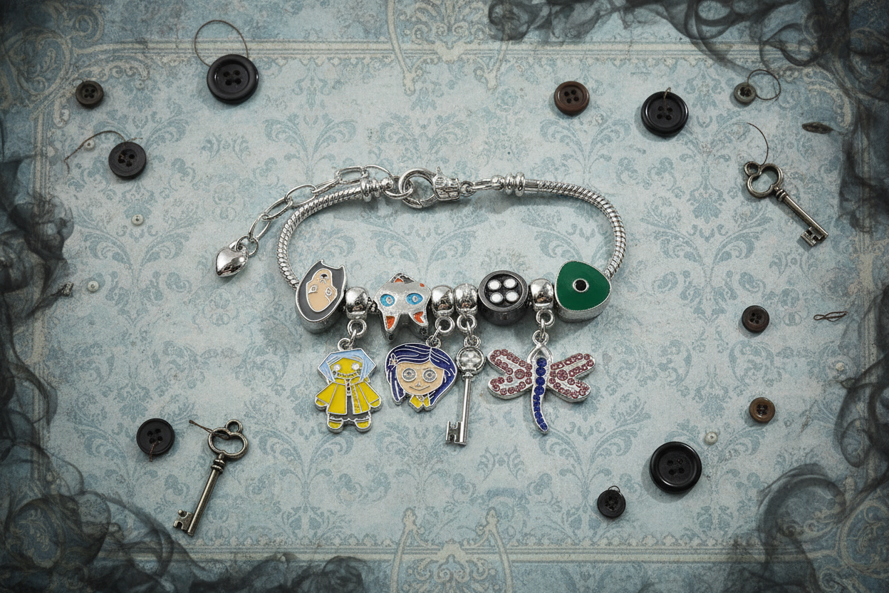 Coraline and the Secret Door Charm Bracelets - The Pink Controller 