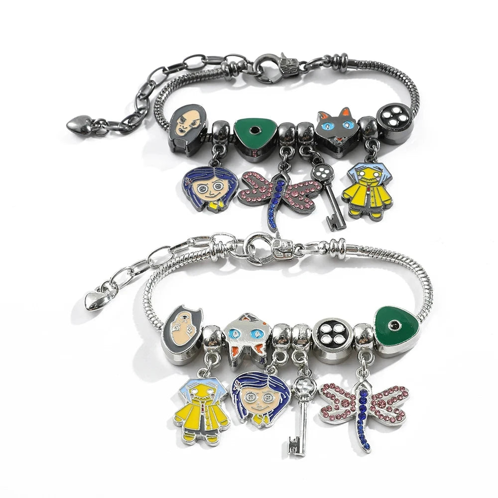 Coraline and the Secret Door Charm Bracelets - The Pink Controller 