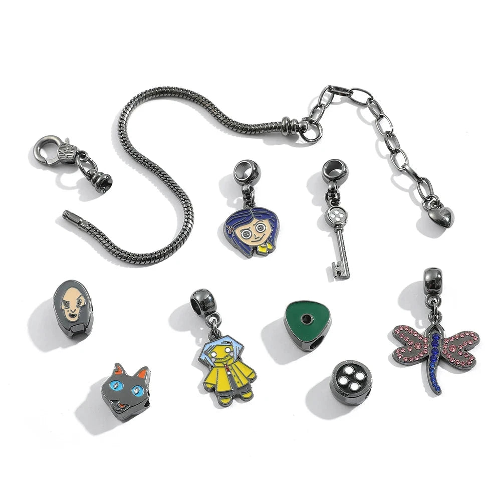 Coraline and the Secret Door Charm Bracelets - The Pink Controller 