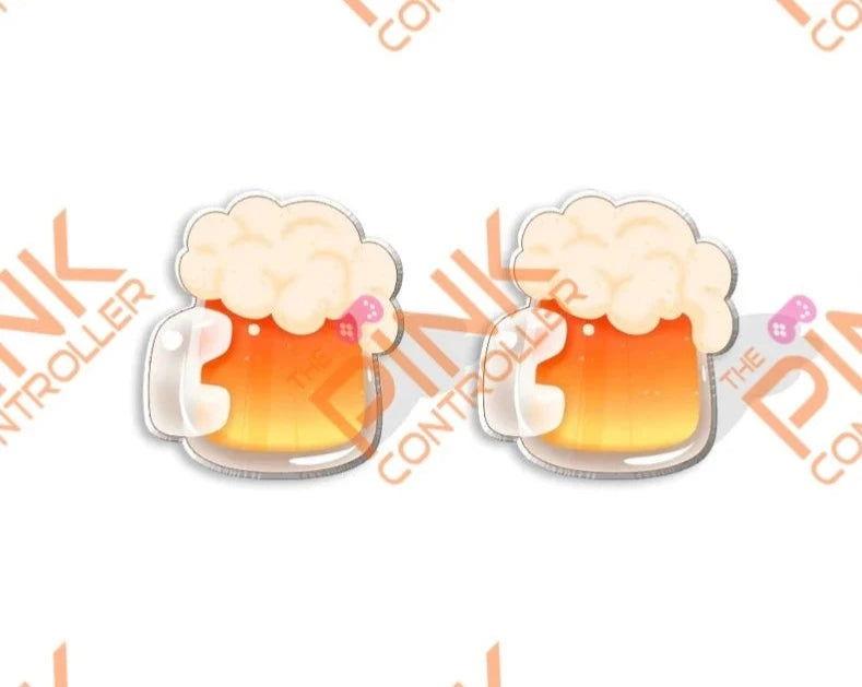 Cup-a-Beer Acrylic Stud Earrings - The Pink Controller 