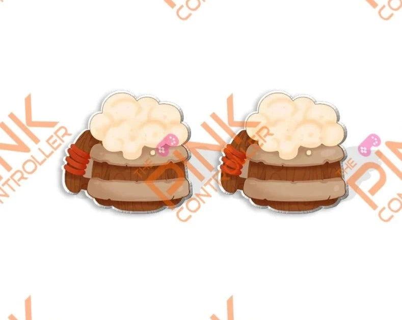 Cup-a-Beer Acrylic Stud Earrings - The Pink Controller 