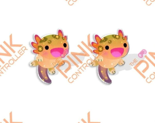 Happy Axolotl Acrylic Stud Earrings - The Pink Controller 