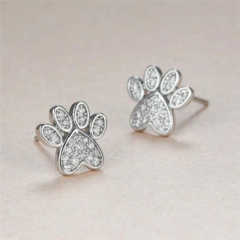 Heart Cat Paw Stud Earrings - The Pink Controller 