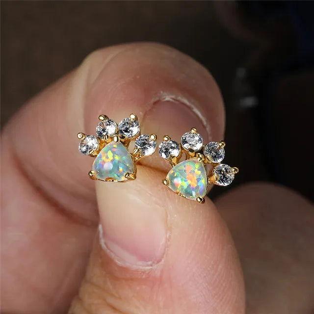 Heart Cat Paw Stud Earrings - The Pink Controller